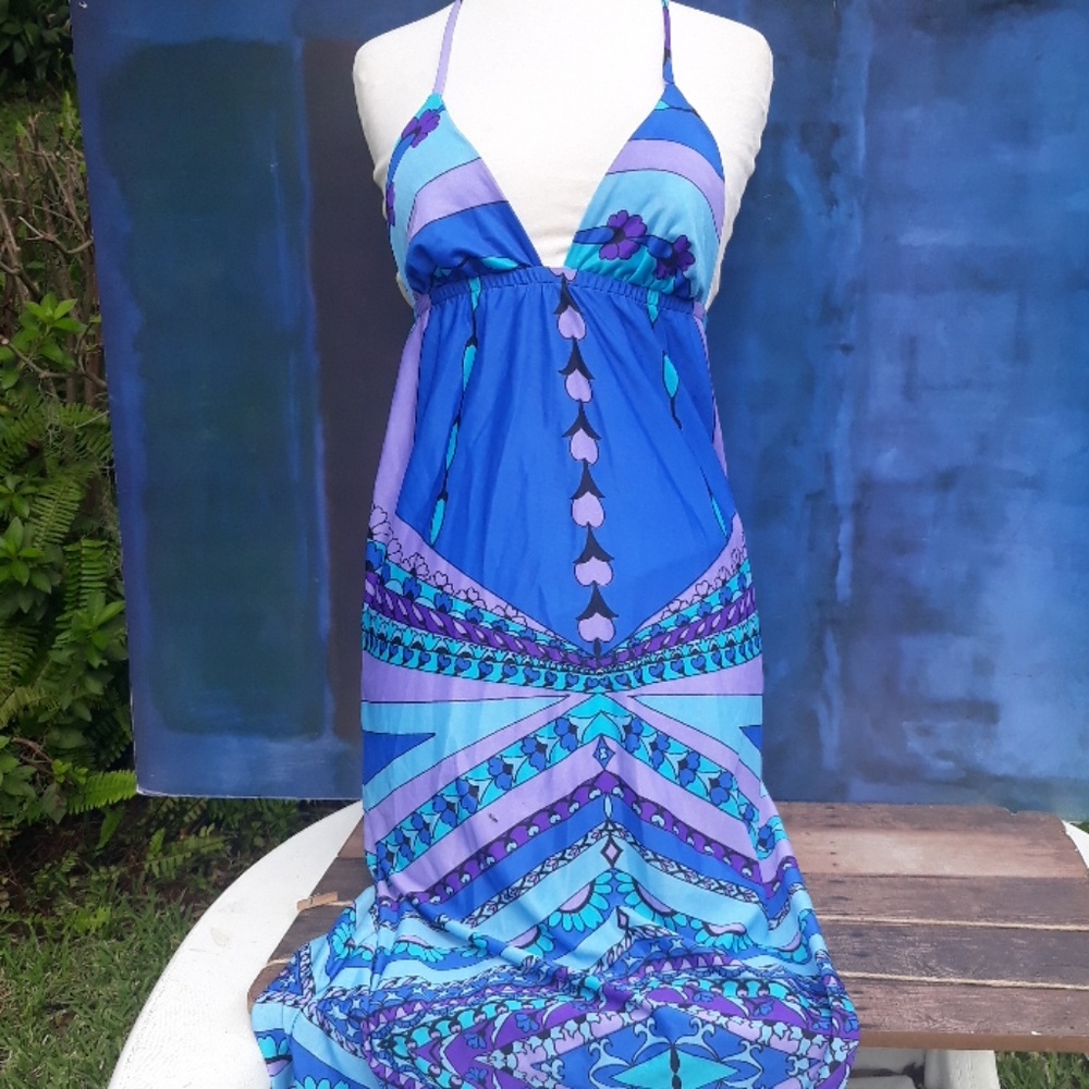 60 70s vintage halter dress maxi dress small